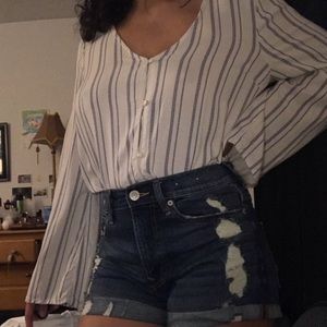 Button up striped top